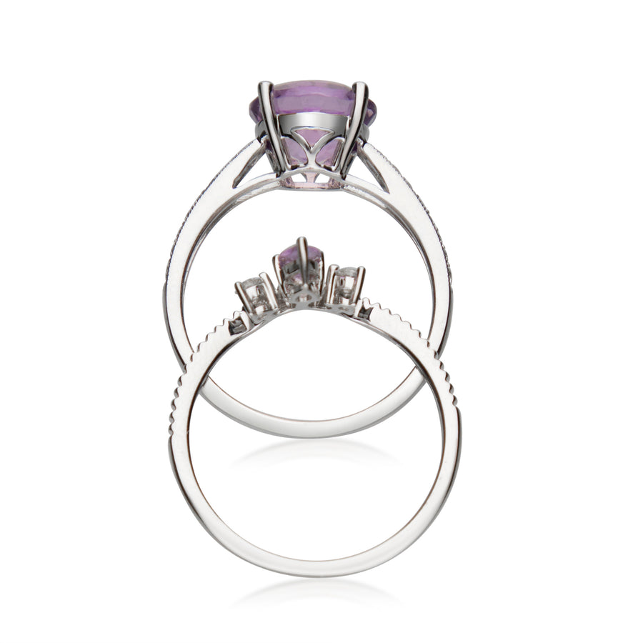 Dixie 14K White Gold Round-Cut Pink Amethyst Ring