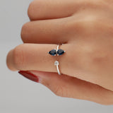 Denver 14K White Gold Pear-Cut Ceylon Blue Sapphire Ring