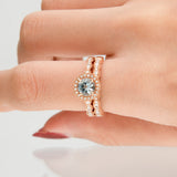 Audrey 14K Rose Gold Round Cut Brazilian Aquamarine Ring