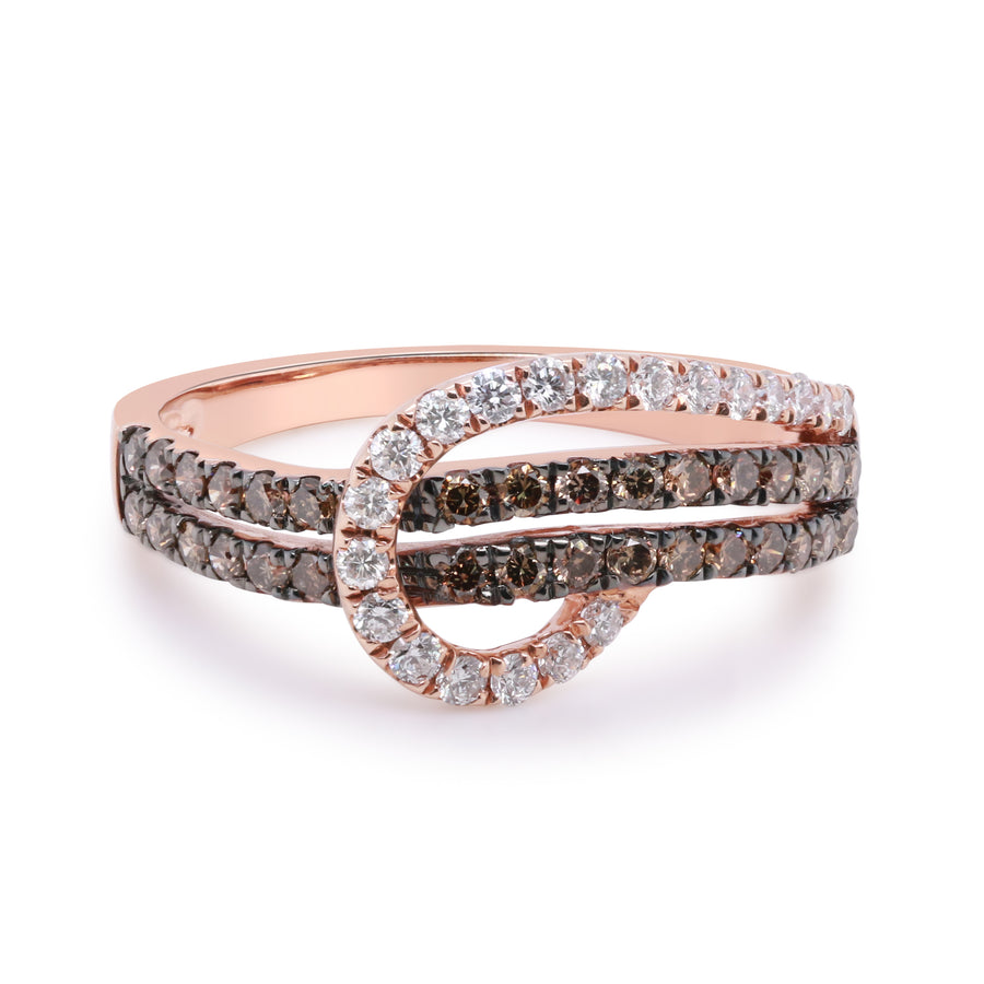 Lucia 10K Rose Gold Round-Cut Brown Diamond Ring