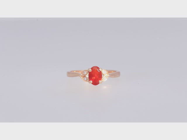 Molly 10K Rose Gold Oval-Cut Mexican Fire Opal Ring