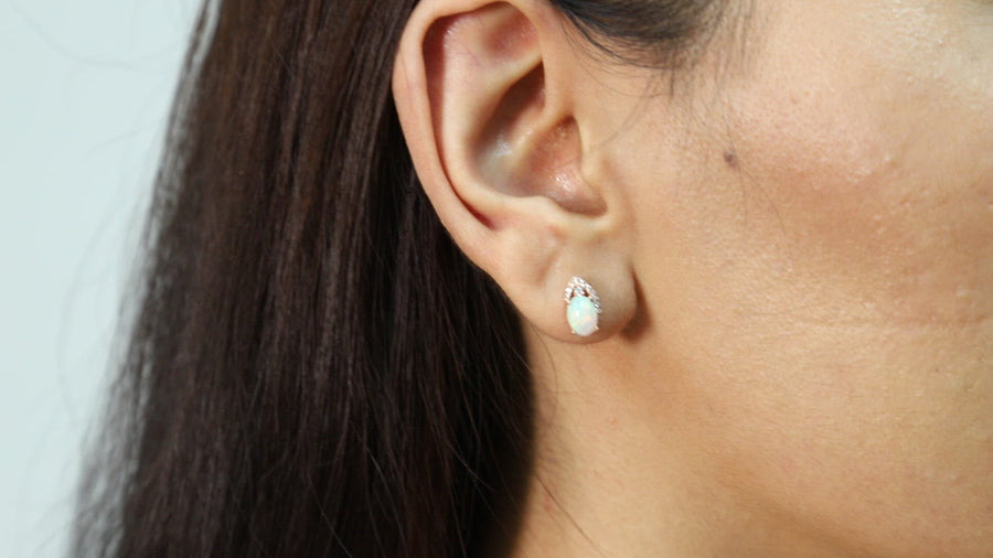 Sky 14K Rose Gold Oval-Shape Ethiopian Opal Earrings