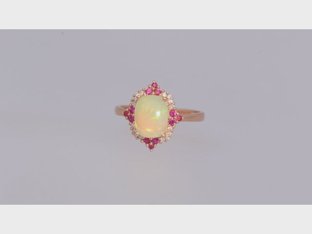 Felicity 10K Rose Gold Cushion-Cut Opal Ring