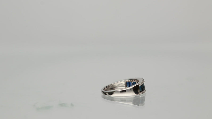 Lucy 10K White Gold Baguette-Cut Blue Sapphire Ring