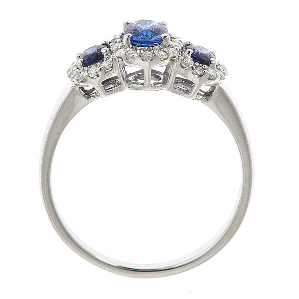 Melody 14K White Gold Oval-Cut Blue Sapphire Ring