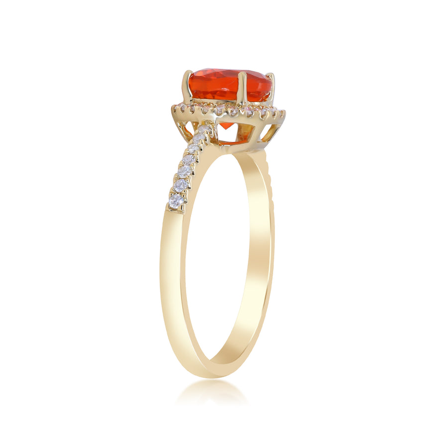 Luisa 14K Yellow Gold Round-Cut Mexican Fire Opal Ring