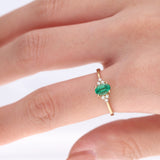 Radiant Elegance: Aliana 10K Yellow Gold Ring with Oval-Cut Natural Zambian Emerald