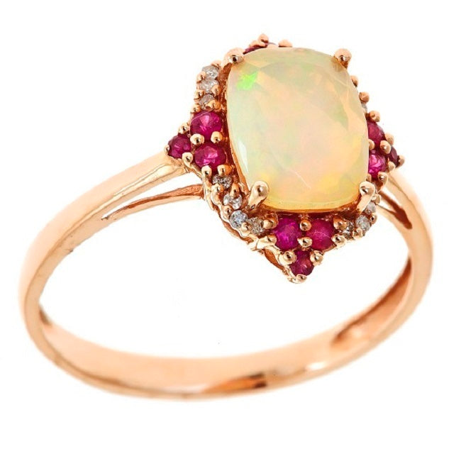 Felicity 10K Rose Gold Cushion-Cut Opal Ring