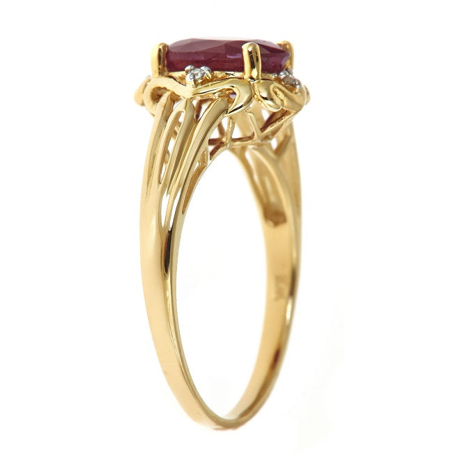 Chana 10K Yellow Gold Oval-Cut Mozambique Ruby Ring