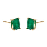 Evangeline 14K Yellow Gold Emerald-Cut Natural Zambian Emerald Earrings