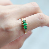 Regal Charm: Esther 10K Yellow Gold Marquise-Cut Natural Zambian Emerald Ring