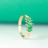 Regal Charm: Esther 10K Yellow Gold Marquise-Cut Natural Zambian Emerald Ring