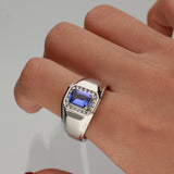 Isabelle 10K White Gold Emerald-Cut Tanzanian Tanzanite Ring