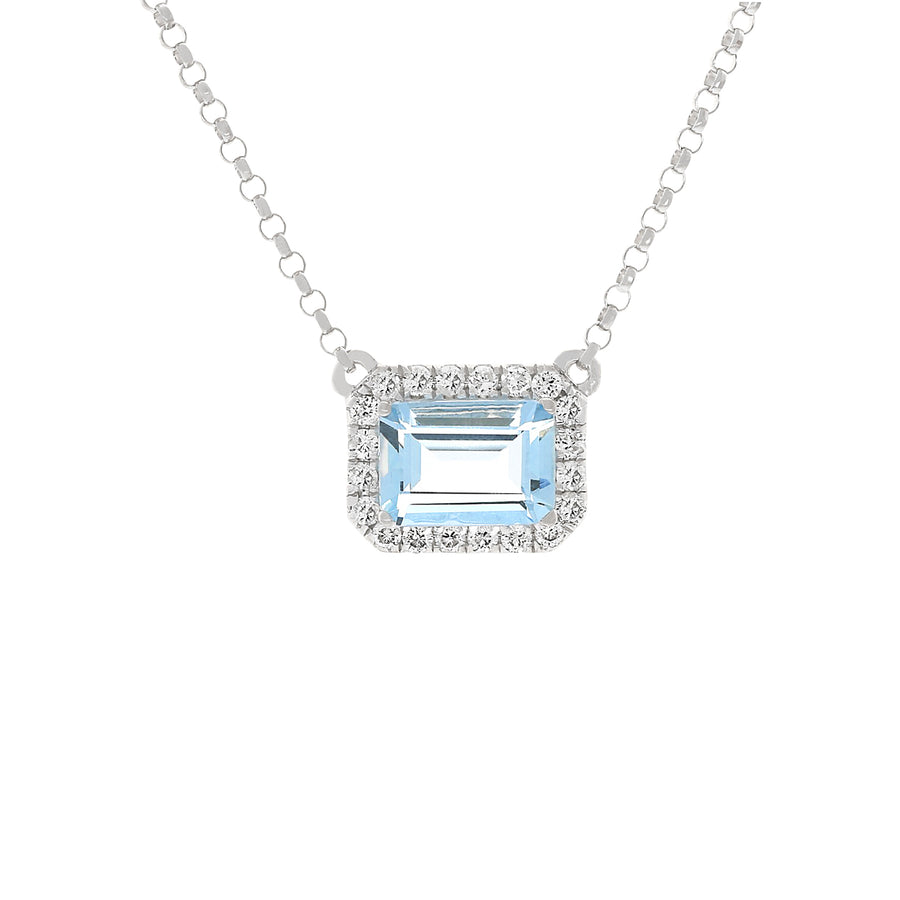 Eliza 14K White Gold Emerald-Cut Aquamarine Pendant