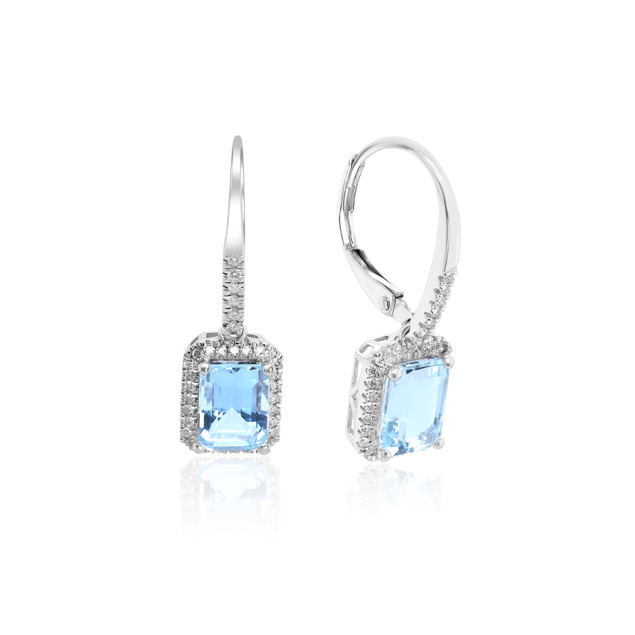 Esme 14K White Gold Emerald-Cut Aquamarine Earring