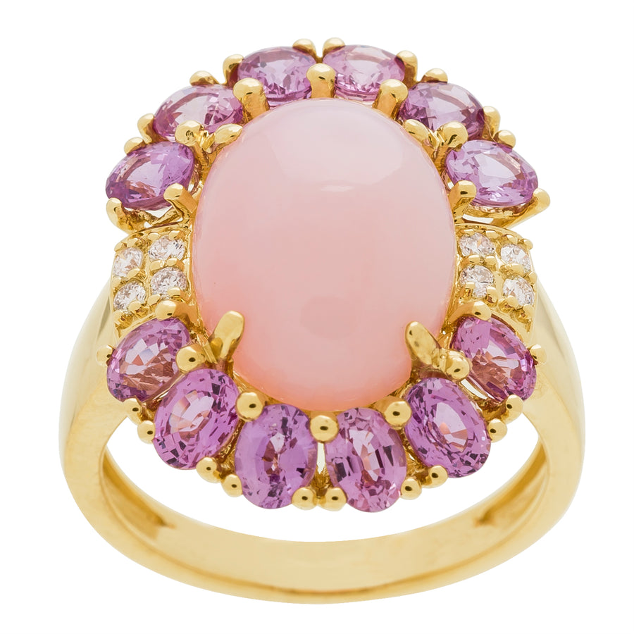 Maria 14K Yellow Gold Oval-Cat Peruvian Pink Opal Ring