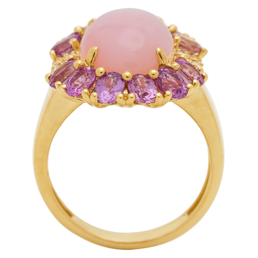 Maria 14K Yellow Gold Oval-Cat Pink Opal Ring