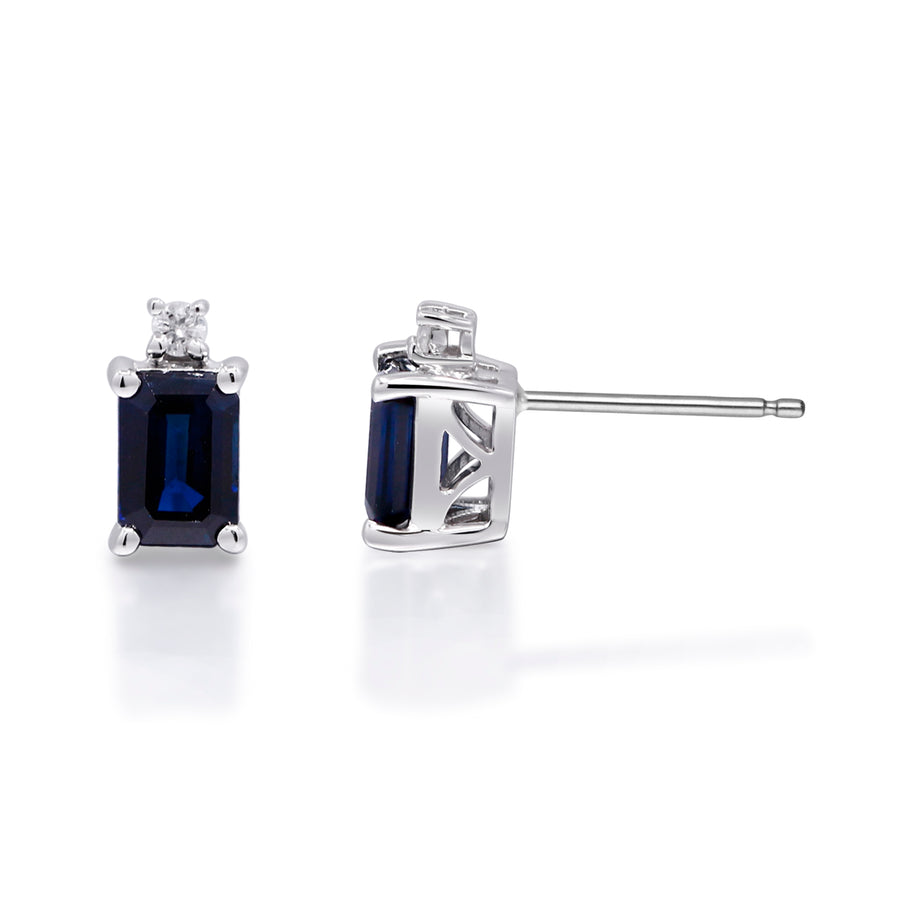 Sophia 10K White Gold Emerald-Cut Ceylon Blue Sapphire Earring