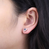 Aubree 10K White Gold Round-Cut Ceylon Blue Sapphire Earring