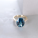 Elsie 14K Yellow Gold Round-Cut Brazilian London Blue Topaz Ring