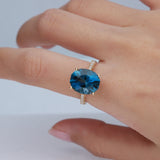 Elsie 14K Yellow Gold Round-Cut Brazilian London Blue Topaz Ring