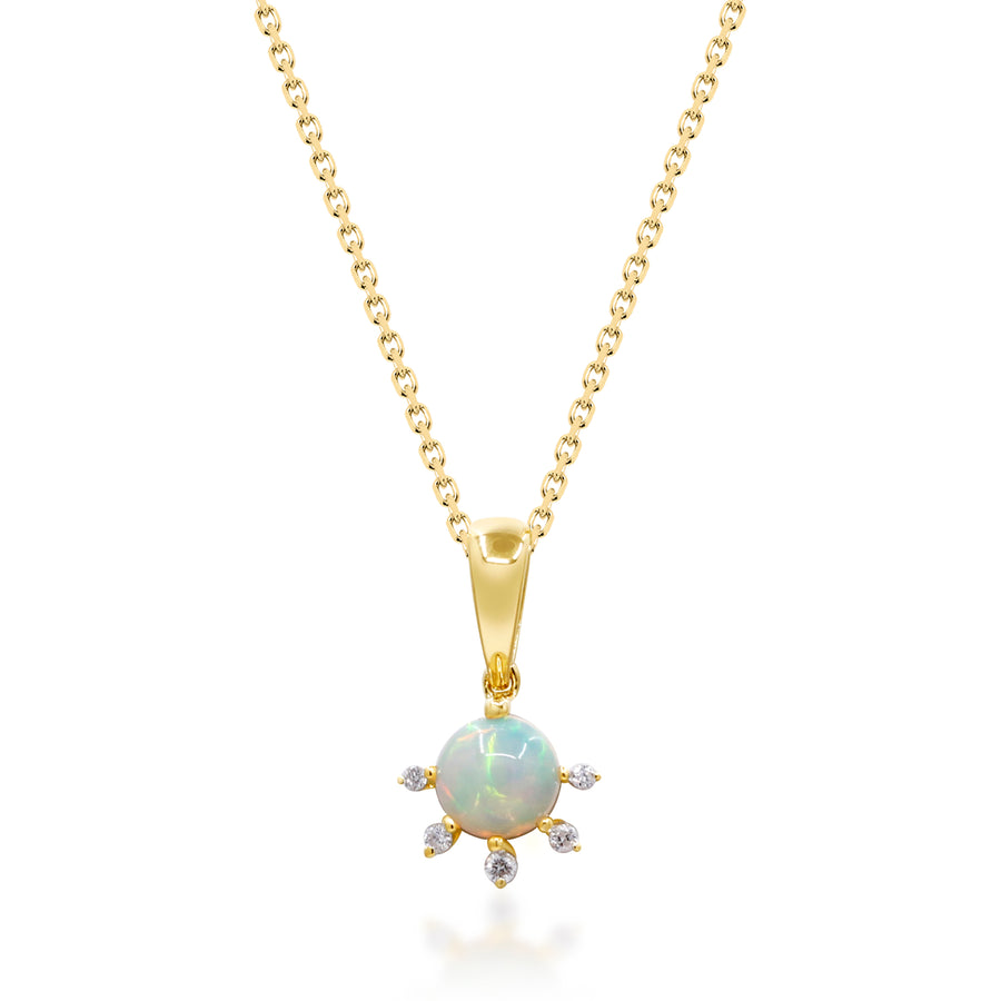 Isla 10K Yellow Gold Round-Cut Natural African Opal Pendant