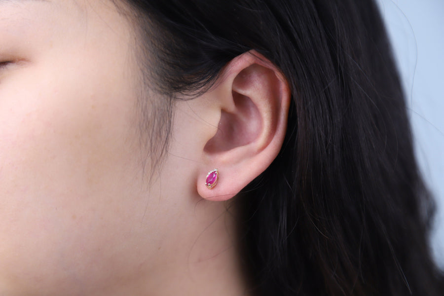 Austyn 10K Yellow Gold Marquise-Cut Ruby Earring