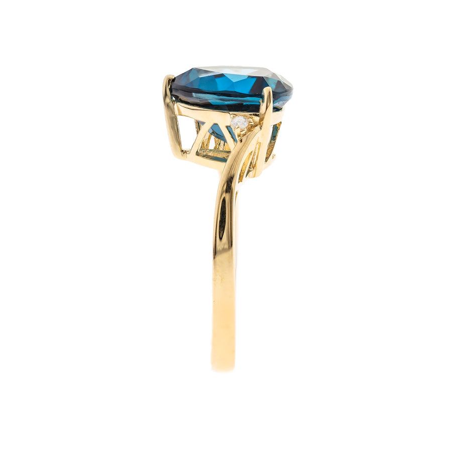 Kehlani 14K Yellow Gold Trillion-Cut Brazilian London Blue Topaz Ring