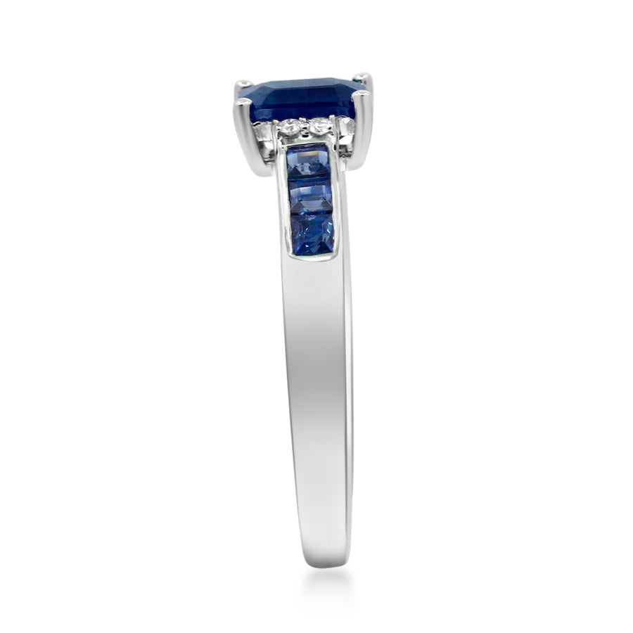Lyla 10K White Gold Emerald-Cut Ceylon Blue Sapphire Ring