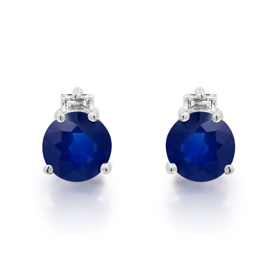 Viviana 10K White Gold Round-Cut Ceylon Blue Sapphire Earring