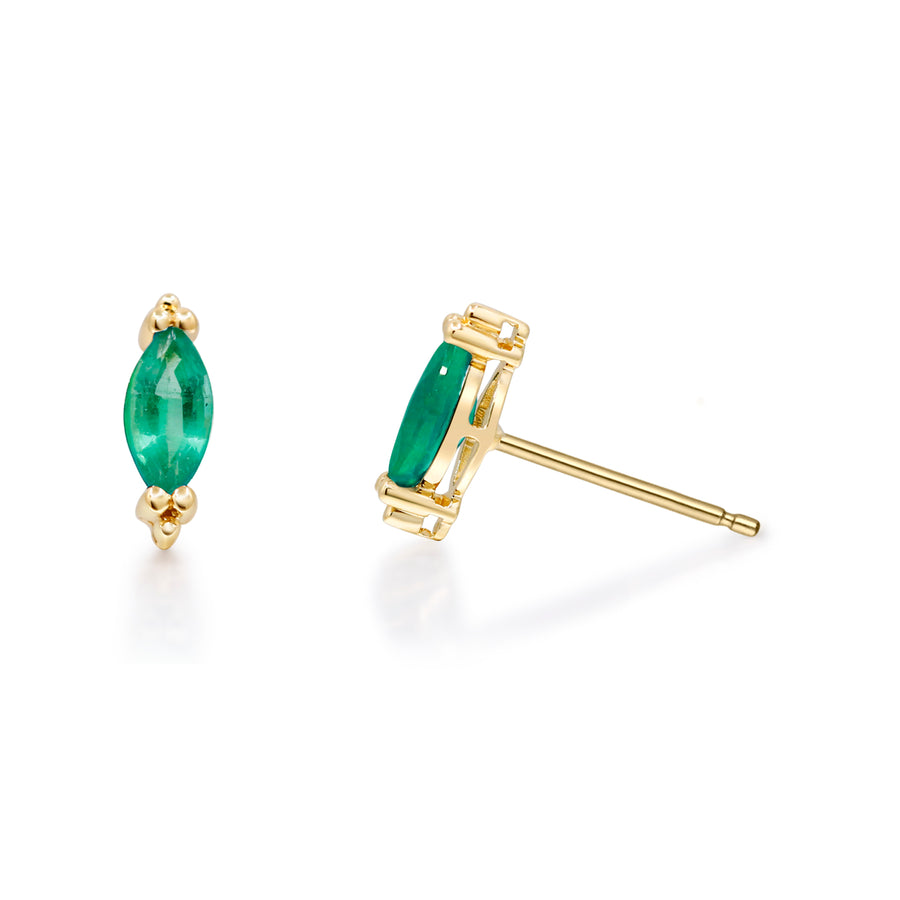 Nora 10K Yellow Gold Marquise-Cut Natural Zambian Emerald Earrings
