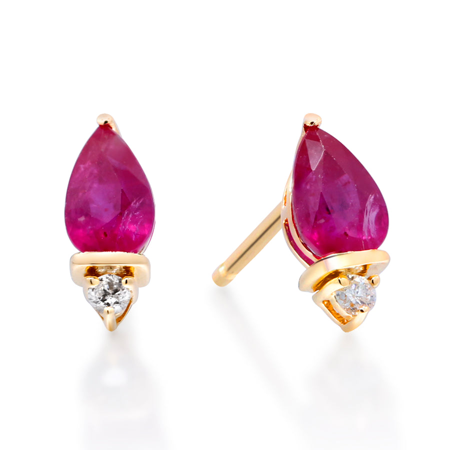 Nina 10K Yellow Gold Pear-Cut Mozambique Ruby Earring
