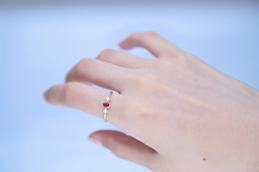 Allyson 10K Yellow Gold Round-Cut Mozambique Ruby Ring