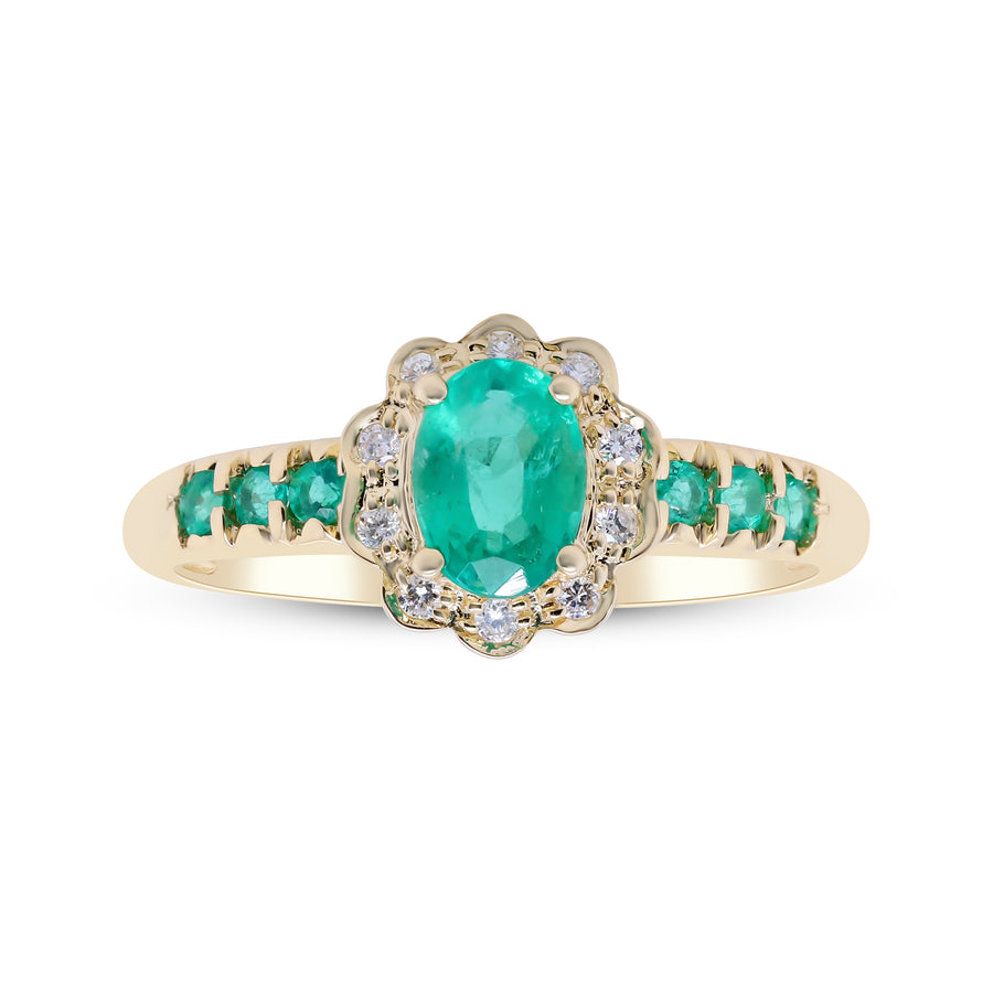 Alyssa: 14K Yellow Gold Ring with Round-Cut Natural Zambian Emerald