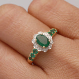 Alyssa: 14K Yellow Gold Ring with Round-Cut Natural Zambian Emerald