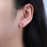 Heidi 14K White Gold Oval-Cut Mozambique Ruby Earring