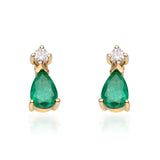 Celeste 10K Yellow Gold Pear-Cut Natural Zambian Emerald Earring