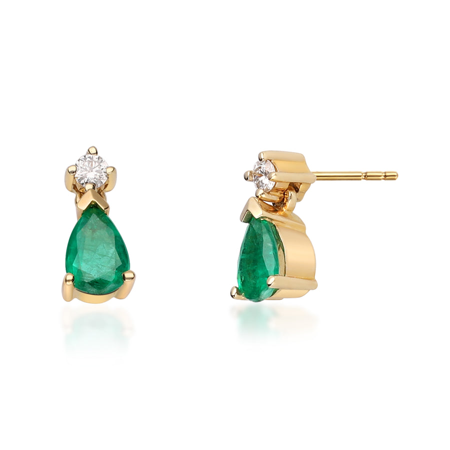 Celeste 10K Yellow Gold Pear-Cut Natural Zambian Emerald Earring