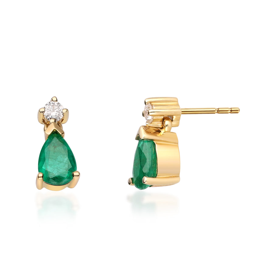 Celeste 10K Yellow Gold Pear-Cut Emerald Earring