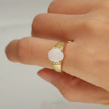 Kamila 10K Yellow Gold Oval Cut Natural African Opal Ring