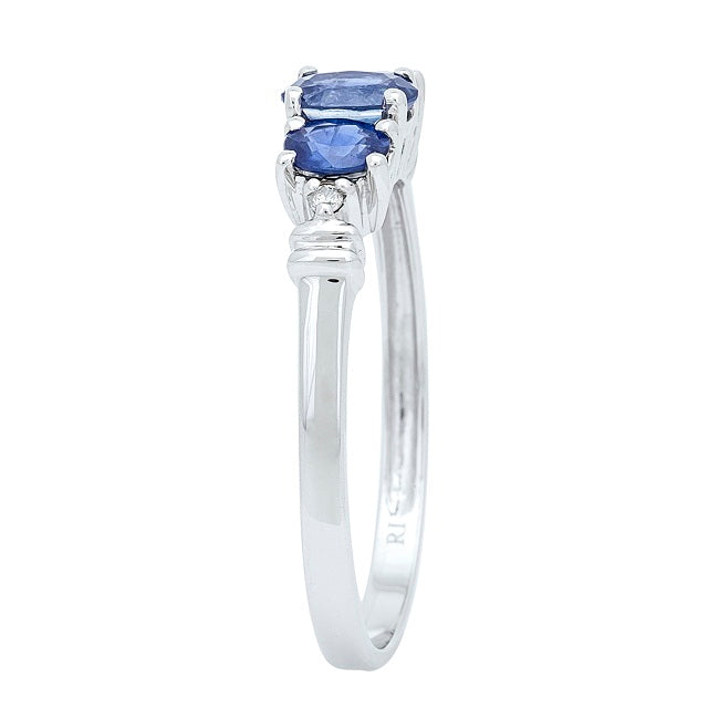 Melanie 10K White Gold Oval-Cut Blue Sapphire Ring