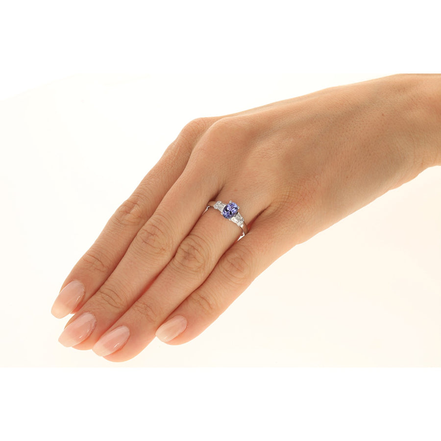 Nora 10K White Gold Round-Cut Tanzanite Ring