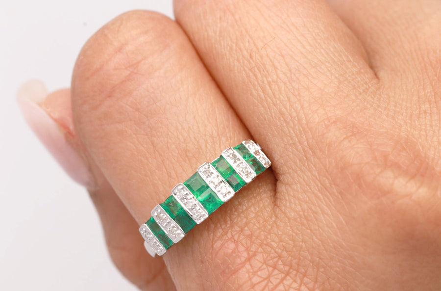 Ava 14K White Gold Square-Cut Emerald Ring
