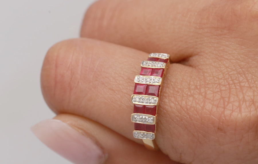 Willa 10K Yellow Gold Square-Cut Mozambique Ruby Ring