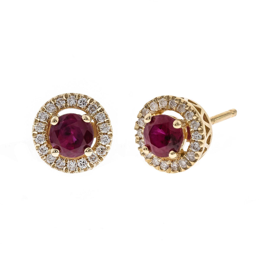 Aniya 14K Yellow Gold Round-Cut Ruby Earring