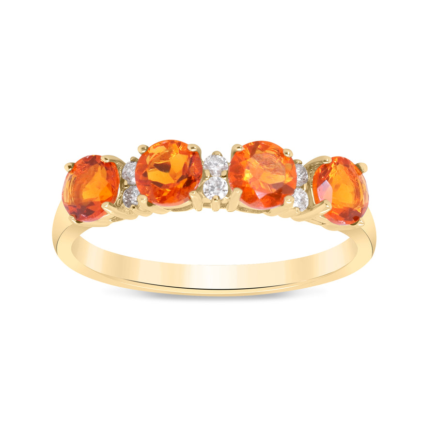Abby 14K Yellow Gold Round-Cut Mexican Fire Opal Ring