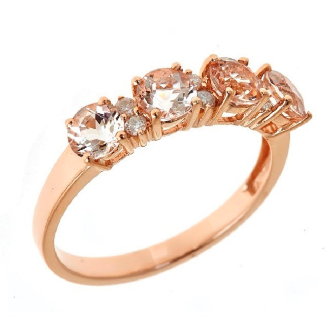 Millie 14K Rose Gold Round-Cut Madagascar Morganite Ring