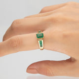 Aniya: 10K Yellow Gold Ring with Emerald-Cut Natural Zambian Emerald