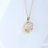 Smithsonian Museum collection by G&G features a serene under water life Pendant in 14K Yellow gold and Diamond for exclusive everyday look
