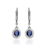 Eliana 10K White Gold Oval-Cut Ceylon Blue Sapphire Earrings